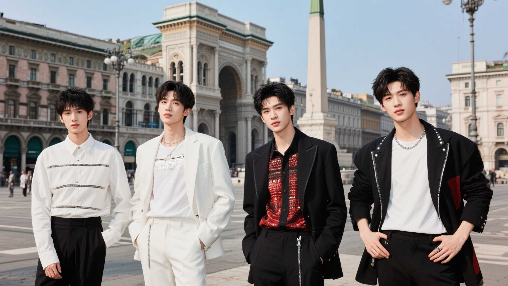 Prada晚宴朱志鑫苏新皓同车亮相米兰 近年来,中国娱乐产业输出了众多如朱志鑫、苏新皓这样